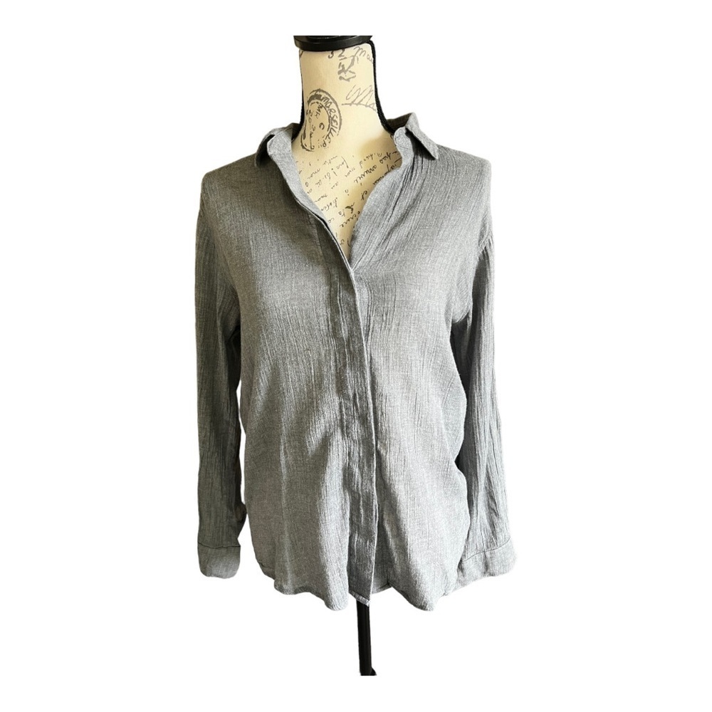 SAM Edelman zipper back long sleeve button down top size small 100% cotton - Picture 1 of 8